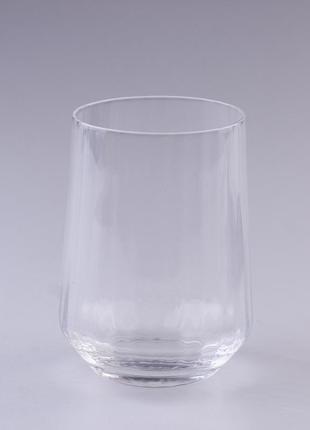 Склянка для напоїв висока фігурна прозора ребриста з скла набір 6 шт