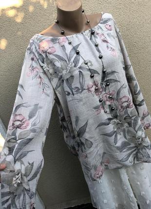 Блуза,рубаха в цветочный принт,хлопок-вискоза,этно,бохо стиль,италия7 фото