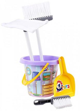 Набір для прибирання технок 5835 відро совок щітка мітла швабра дитяча іграшка для дітей