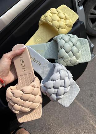 Мюлі жіночі коса шльопанці 🌿 низький хід сланці сабо шльопки мюли