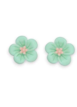 Сережки дитячі кліпси для вух без пробивання вуха liresmina jewelry "квіткова пишність" м'ятні