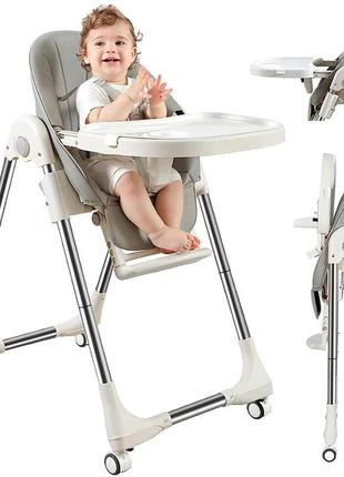 Детский стульчик для кормления складной bestbaby bs-329 dark-gray для детей2 фото