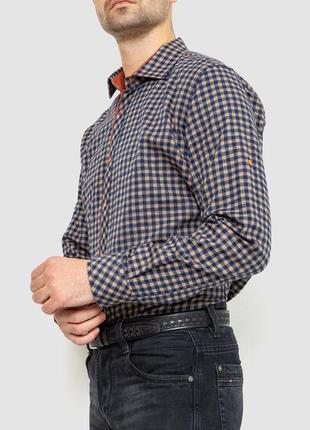 Рубашка мужская в клетку байковая, цвет коричнево-синий, 214r16-33-1643 фото