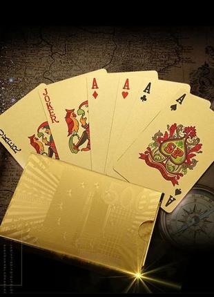 Игральные карты пластиковые, золотого цвета и черные с золотым5 фото