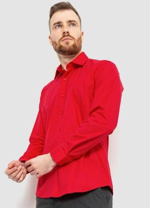 Рубашка мужская классическая однотонная, цвет красный, 186r301 фото
