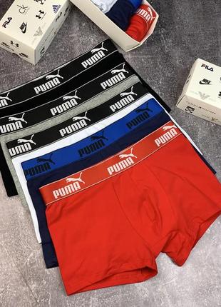 Набор стильных мужских трусов боксеров puma 5 штук разные цвета подарочный набор брендовых трусов1 фото