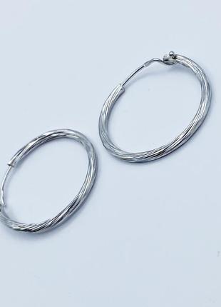 Сережки-кільця срібні з алмазною гранню d=25мм 2,1 г2 фото