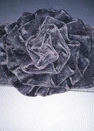 🌹оригинальный чёрный ремень-резинка с бархатным цветком2 фото