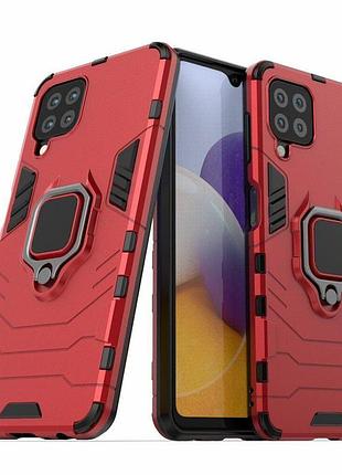 Чехол fiji ring для samsung galaxy m22 (m225) бронированный бампер с кольцом красный