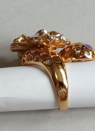 Роскошное массивное кольцо 19,5  размер с золотым покрытием и эмалью италия8 фото
