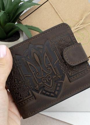 Портмоне мужское кожаное handycover hc0041 коричневое с гербом украины