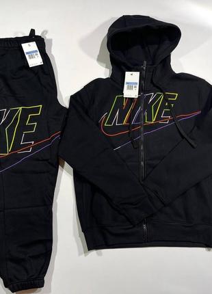 Спортивний костюм nike плюш чорний костюм найк кофта зіпка, штани найк чоловічий s, m, l, xl7 фото