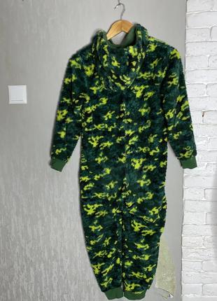 Плюшевое кигуруми с капюшоном тепла сплошная пижама слип на мальчика 9-10р v by very2 фото