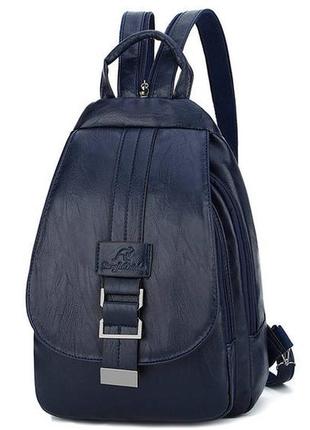 Женская сумка рюкзак эко кожа синий2 фото