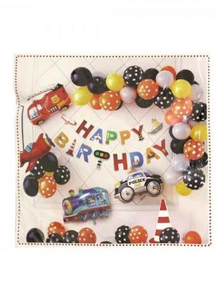 Набір декору до дня народження, автомобілі 41 шт., фотозона t-8999