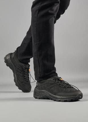 Мужские кроссовки merrell ice cap moc 2 gore tex all black, черные зимние осенние ботинки. мужская обувь