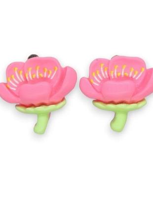 Сережки кліпси для вух без пробивання вуха liresmina jewelry "квітка чаклунства" рожевий