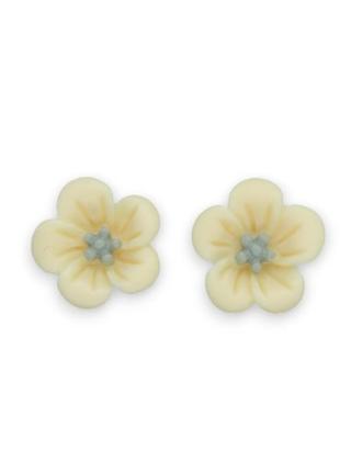 Сережки дитячі кліпси для вух без пробивання вуха liresmina jewelry "квіткова пишність" бежеві