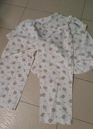 Хлопковая пижама 14-16  размера в принт сова