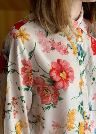 Красивая летняя рубашка в цветочный принт на завязках primark3 фото