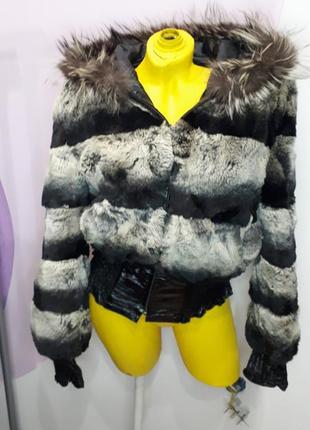 Куртка кролик рекс під шиншилу бомбер шуба