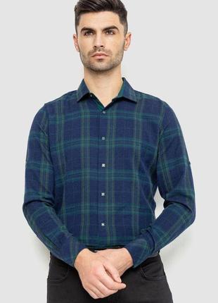Рубашка мужская в клетку байковая, цвет зелено-синий, размер s fa_008650