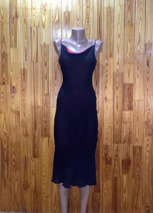 Чёрное шёлковое платье,розовое платье,слип платье ,двухстороннее платье,комбинация1 фото