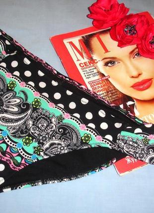 Низ від роздільного купальника трусики жіночі плавки розмір 46 / 12 чорний етно принт