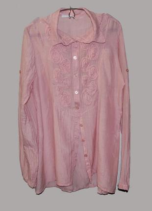 Стильная летнаяя розовая рубашка