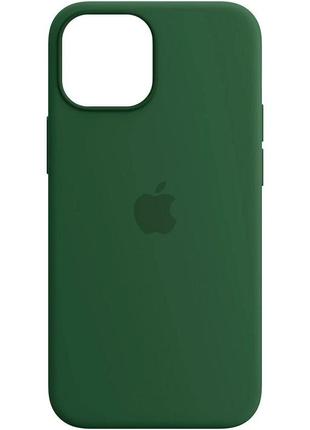 Кожаный чехол на iphone 14 / айфон 14shirt green