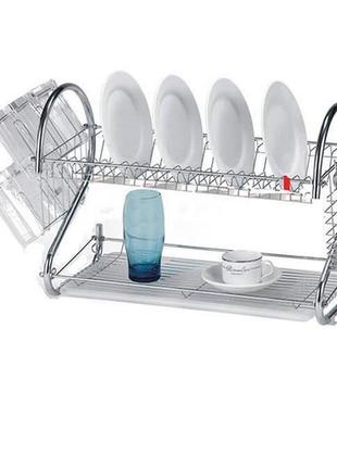 Сушарка для посуду настільна дворівнева з піддоном maestro mr-1025-38