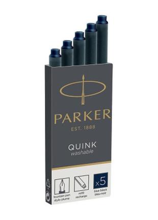 Чернила для перьевых ручек parker картриджи quink / 5шт темно синие (11 410blb)