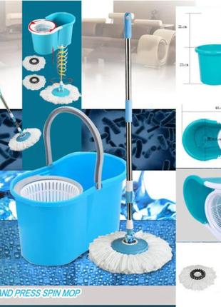 Универсальная швабра с отжимом-центрифугой и ведром easy mop “круглая швабра”3 фото