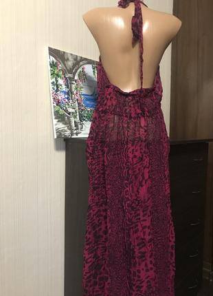 Пляжная туника платье макси розовое леопардовый принт4 фото