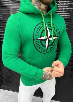 Худи на флисе stone island green вт6490