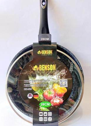Сковорода benson bn-520 із кришкою з гранітним покриттям 28 см