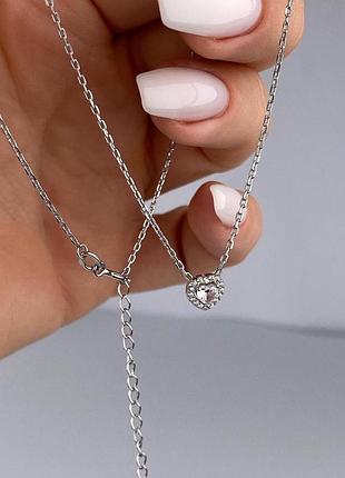 Серебряное женское колье пандора с сердце