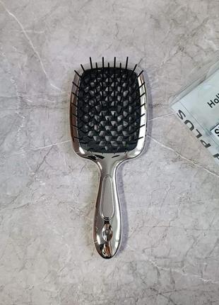 Расческа для волос супер браш hollow comb (серебро)
