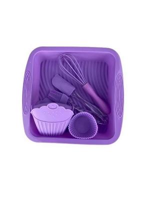 Набір силіконових приладів та форм для випічки а-плюс 1951-purple фіолетовий
