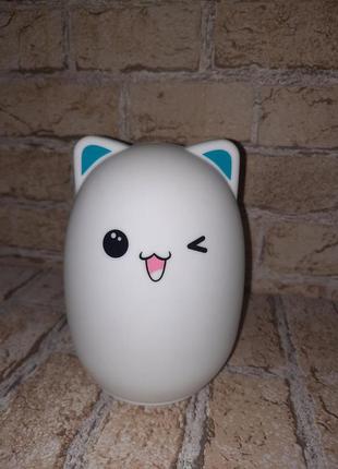 Силиконовый ночник подмигивающий котик usb 7 режимов