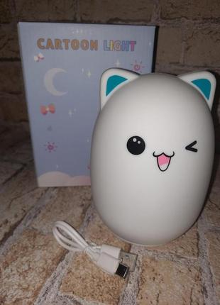 Силиконовый ночник подмигивающий котик usb 7 режимов3 фото