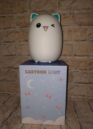 Силиконовый ночник подмигивающий котик usb 7 режимов5 фото