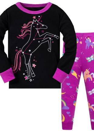 Пижама для девочки, фиолетовая. созвездие единорога.