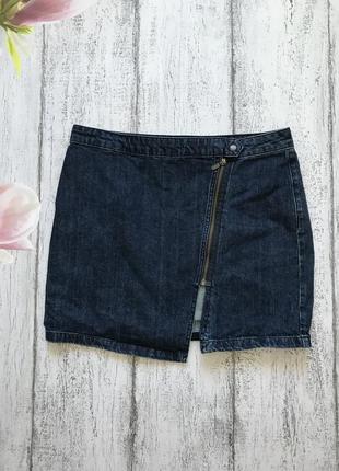 Крутая джинсовая асимметричная юбка topshop размер m-l