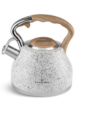 Чайник зі свистком з нержавіючої сталі 3 л edenberg eb-8843-white