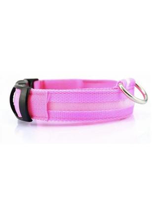 Ошейник led светящийся для собак и кошек pink size s шея 34-41 см ширина 2,5 , полная длина 44 см3 фото