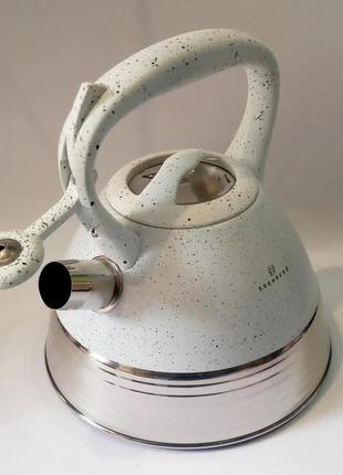 Чайник зі свистком edenberg eb-8827-white 3 л білий3 фото