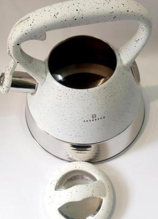 Чайник зі свистком edenberg eb-8827-white 3 л білий4 фото