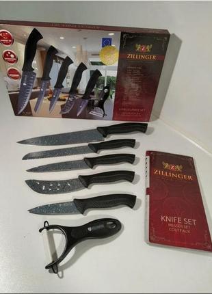 Набір ножів з мармуровим покриттям 6 предметів zillinger zl-8333 фото