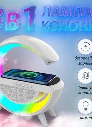 Нічник з бездротовою зарядкою та bluetooth колонкою bt 23016 фото